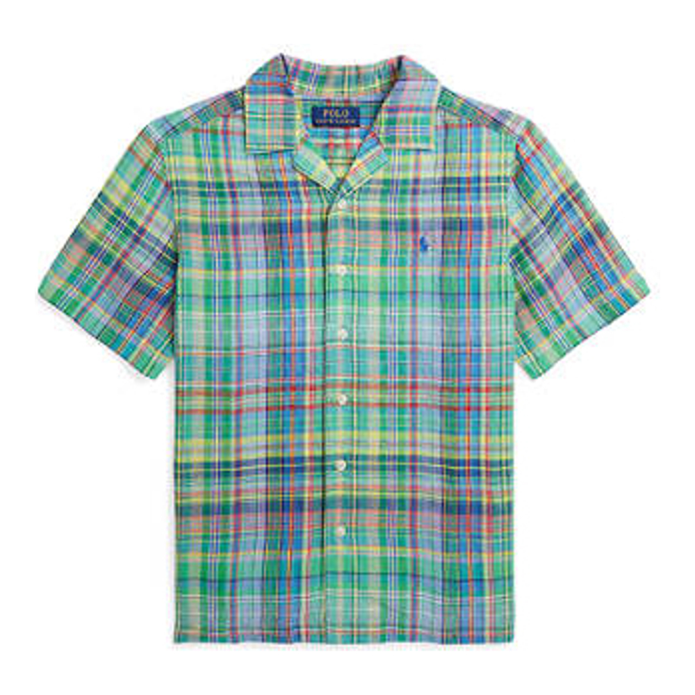 'Plaid Linen Camp Shirt' pour Grands garçons