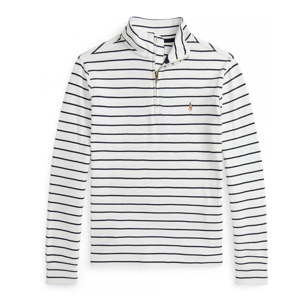 'Striped Cotton Quarter-Zip Pullover' pour Grands garçons