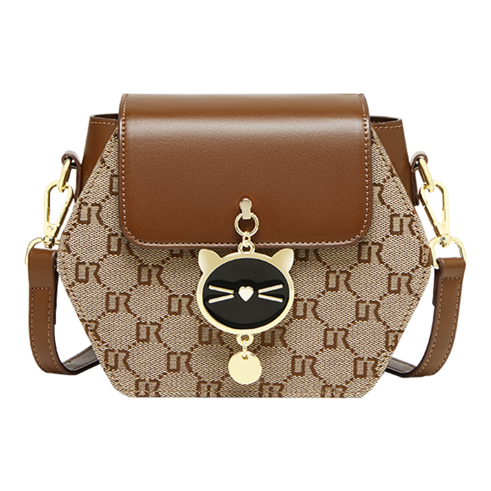 'Hexagon Monogram KittyCat' Schultertasche für Damen