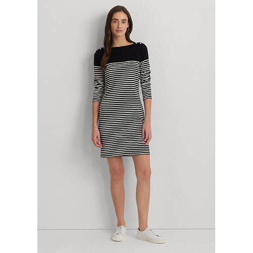 'Striped Boat Neck' 3/4 Arm Kleid für Damen