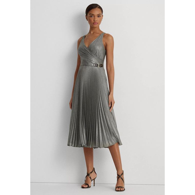 Robe de cocktail 'Pleated Metallic Chiffon' pour Femmes