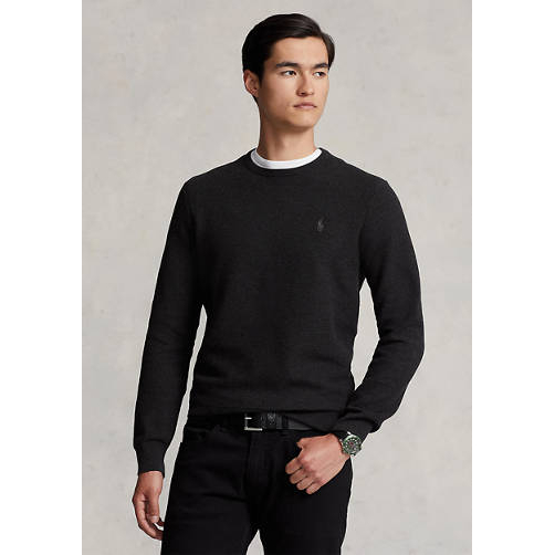 'Textured Cotton Crew Neck' Pullover für Herren