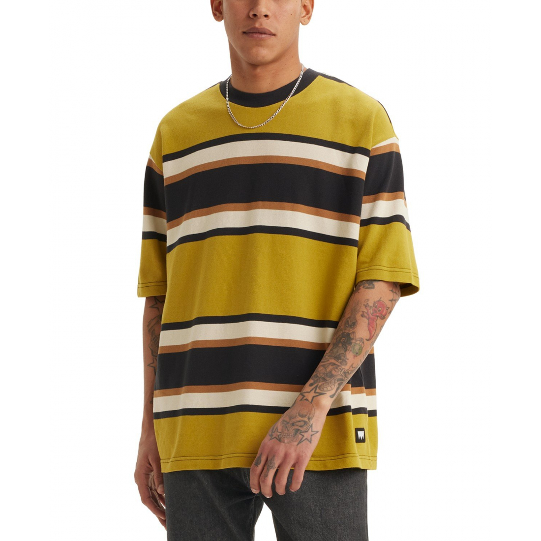 'Relaxed Fit Box Stripe Skateboard' T-Shirt für Herren