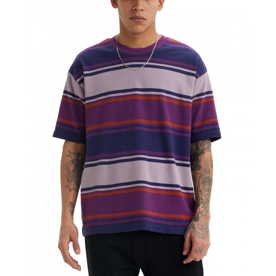 T-shirt 'Relaxed Fit Box Stripe Skateboard' pour Hommes