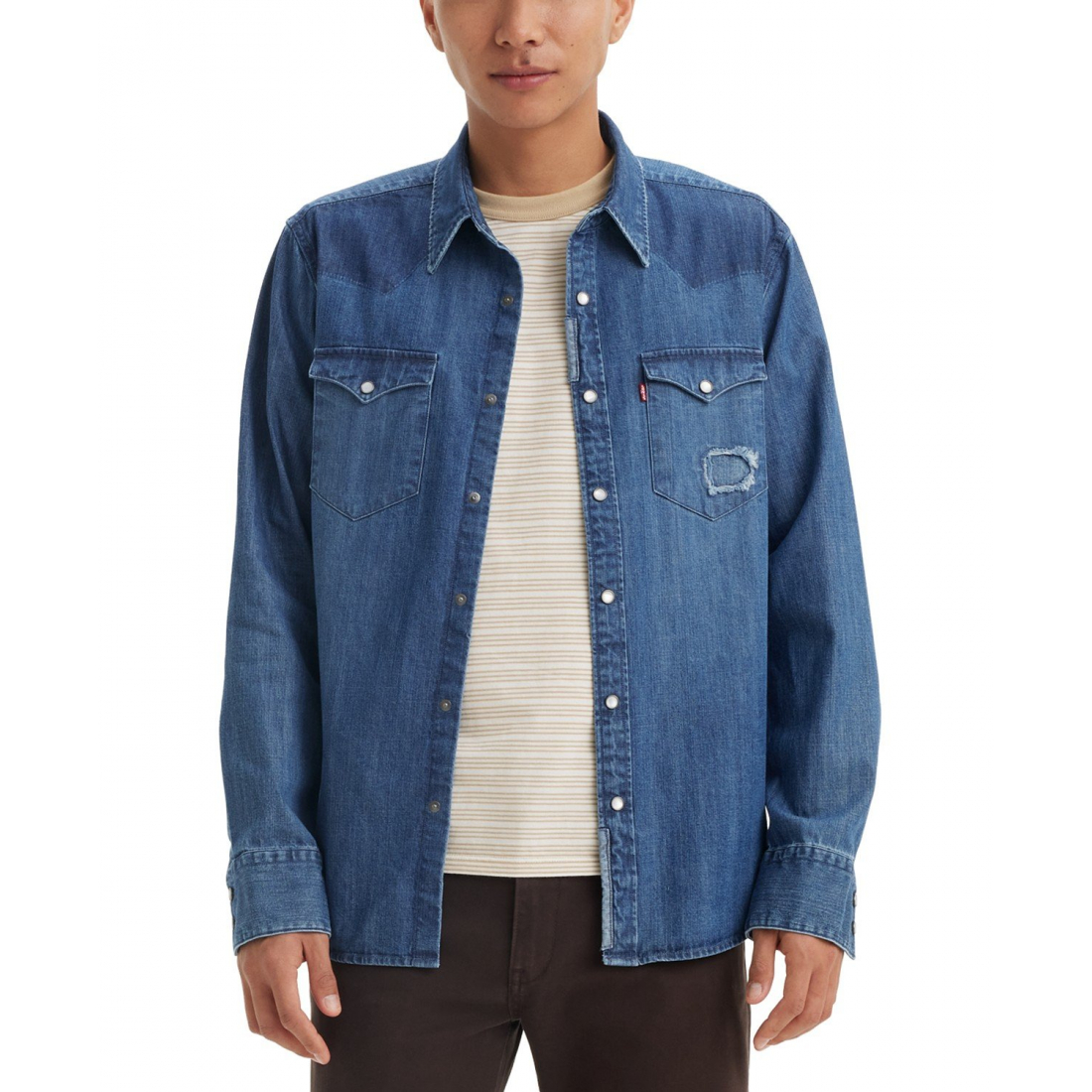 Chemise en Jean 'Barstow Western Denim' pour Hommes