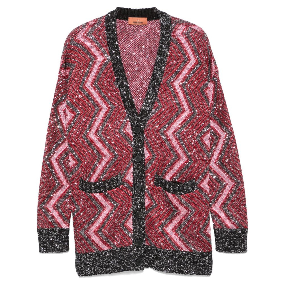 Cardigan 'Sequin-Embellished Zigzag-Design' pour Femmes