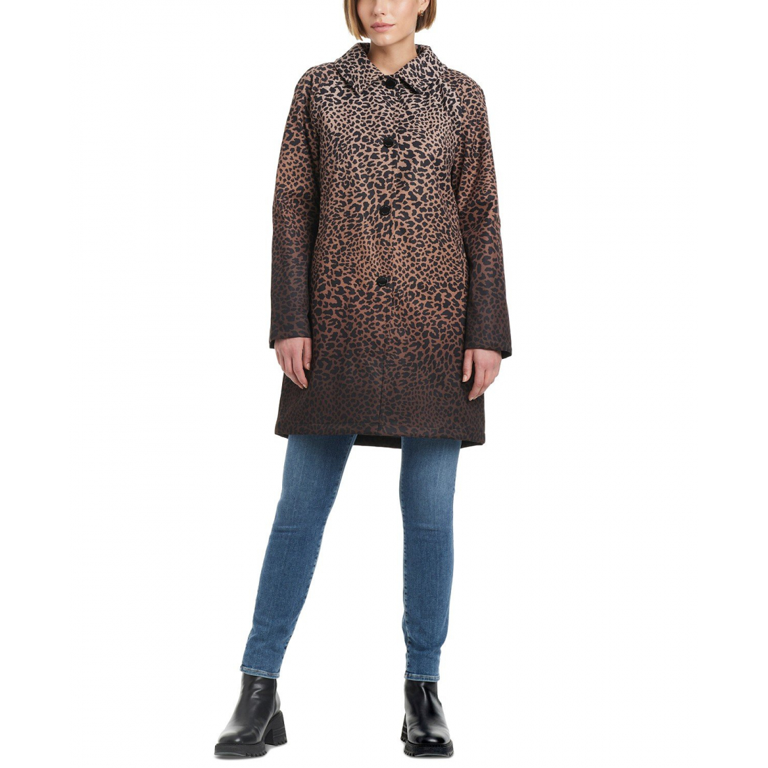 Imperméable 'Hooded Leopard-Print A-Line' pour Femmes