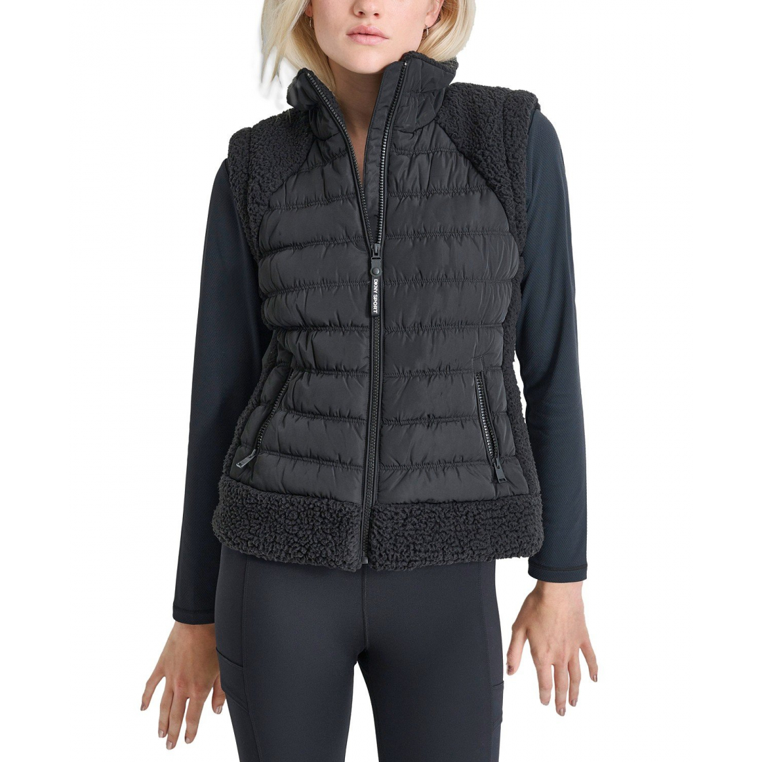 Gilet matelassé 'Horizontal Channel Quilted Mock Neck' pour Femmes