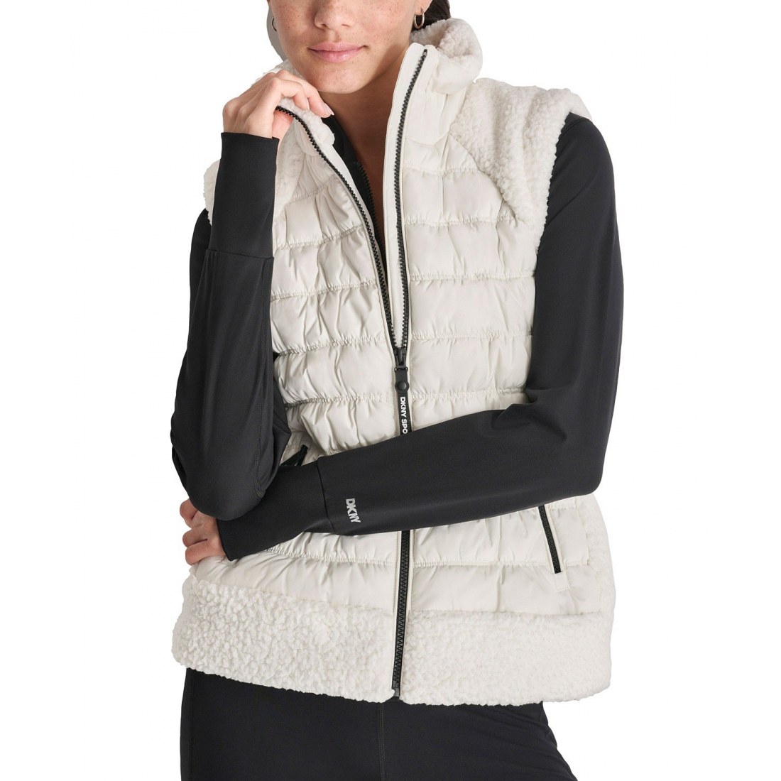 Gilet matelassé 'Horizontal Channel Quilted Mock Neck' pour Femmes