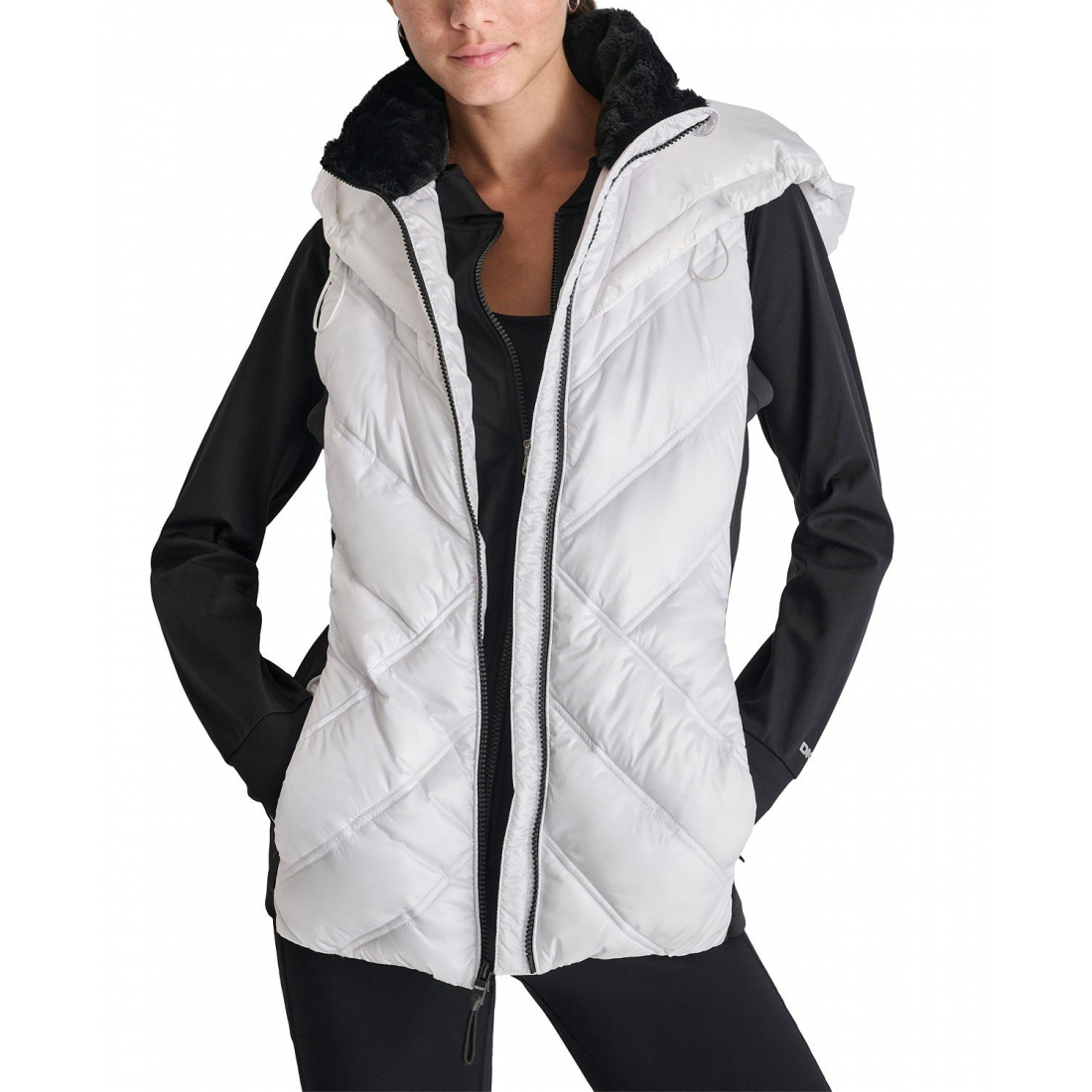 Gilet matelassé 'Hooded with Contrast Scuba and Teddy Faux Fur Collar' pour Femmes