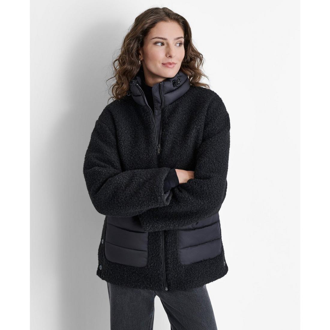 Veste 'Faux-Shearling Contrast Stand-Collar' pour Femmes