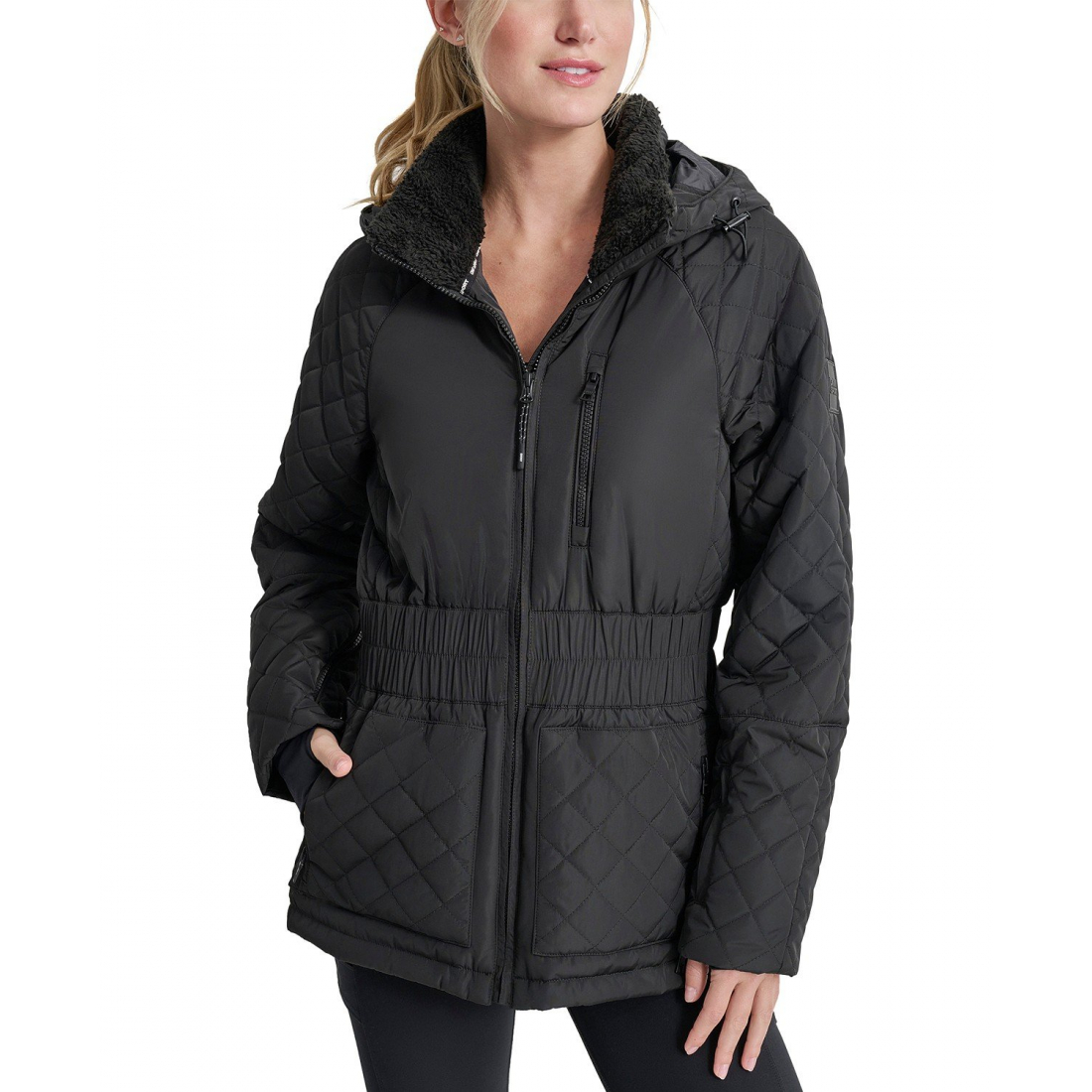 Veste 'Quilted Elastic-Waist Hooded Zipper' pour Femmes