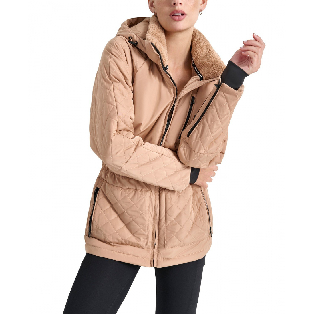 Veste 'Quilted Elastic-Waist Hooded Zipper' pour Femmes