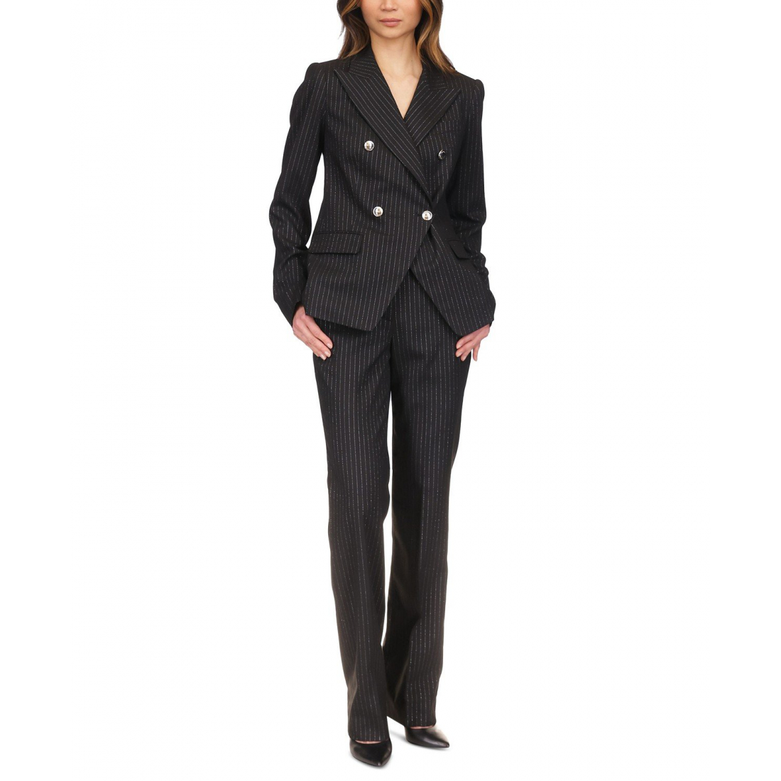 Blazer 'Metallic Pinstripe Cutaway' pour Femmes