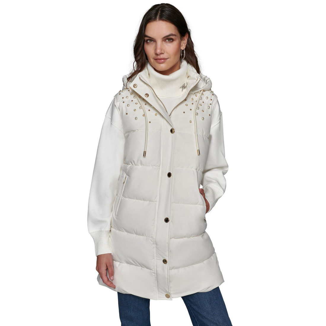 Manteau matelassé 'Embellished Hooded' pour Femmes