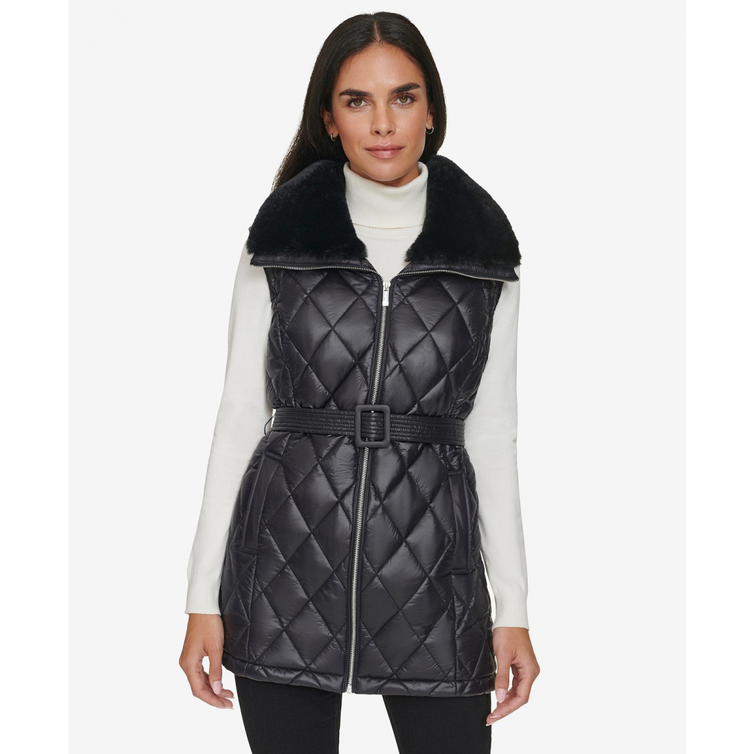 Gilet 'Quilted Faux-Fur Collar' pour Femmes