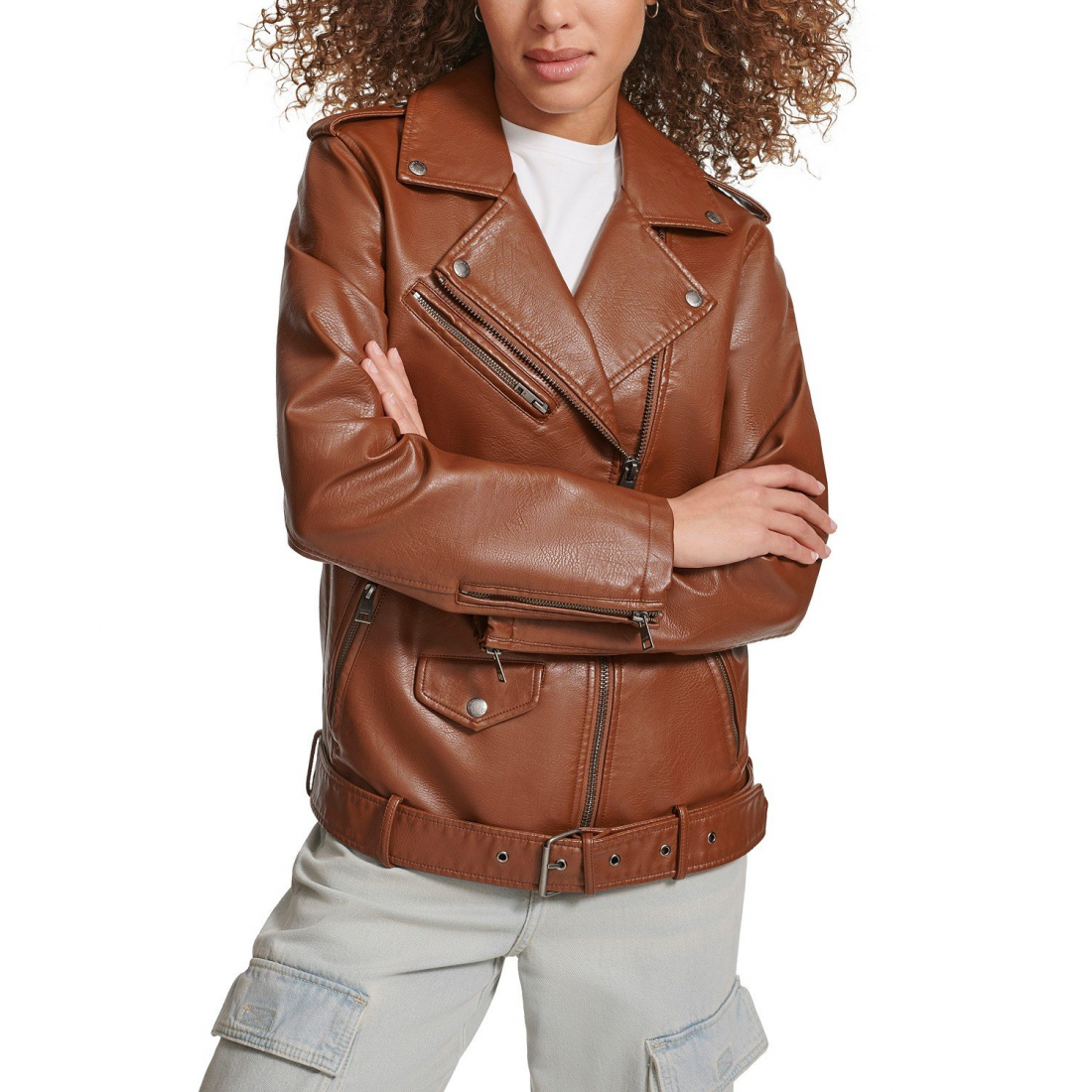 Veste 'Longline Belted Moto' pour Femmes