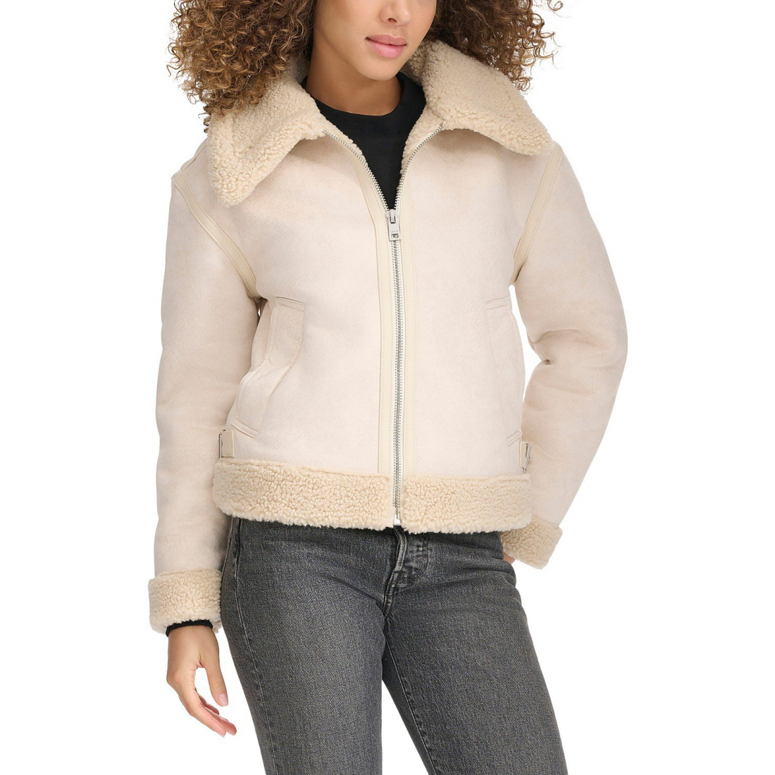 Veste 'Faux Shearling Aviator' pour Femmes