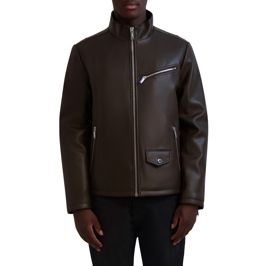 Veste 'Faux Leather Racer' pour Hommes