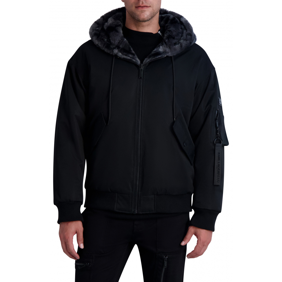 Blouson bomber 'Reversible Faux Fur Hooded' pour Hommes