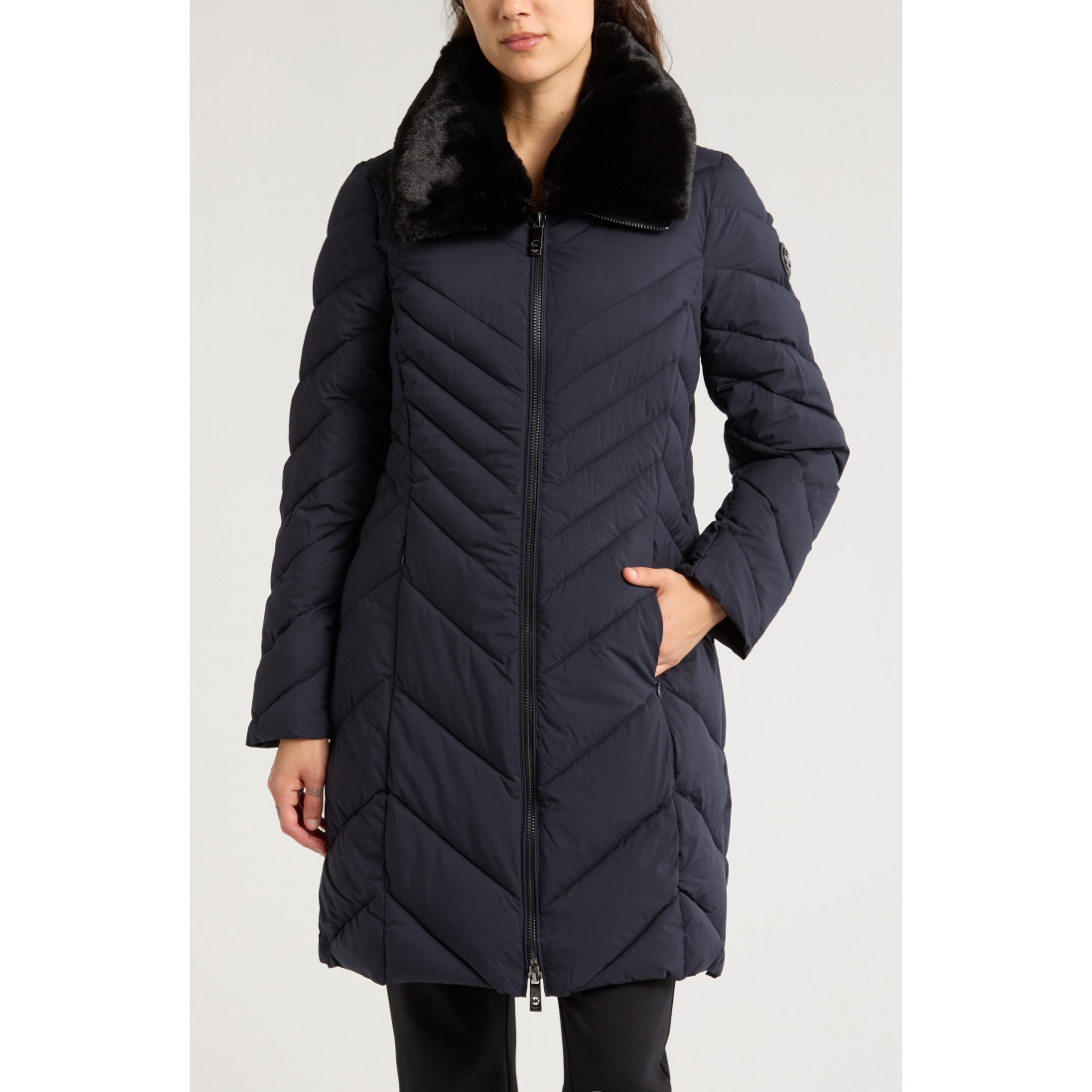 Veste matelassée 'Faux Fur Collar Quilted' pour Femmes