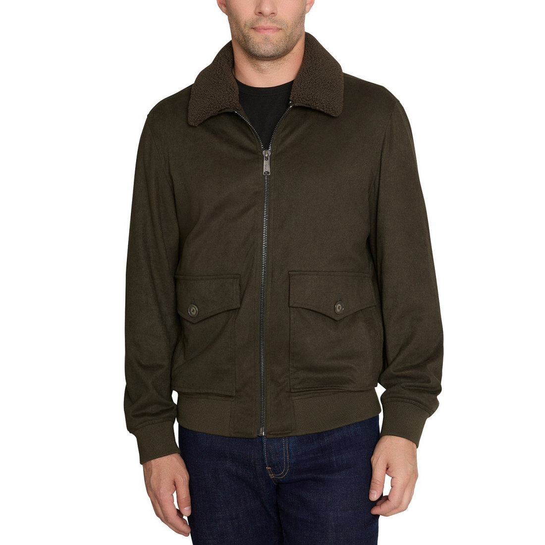 Blouson bomber 'Fleece-Collar Suede' pour Hommes