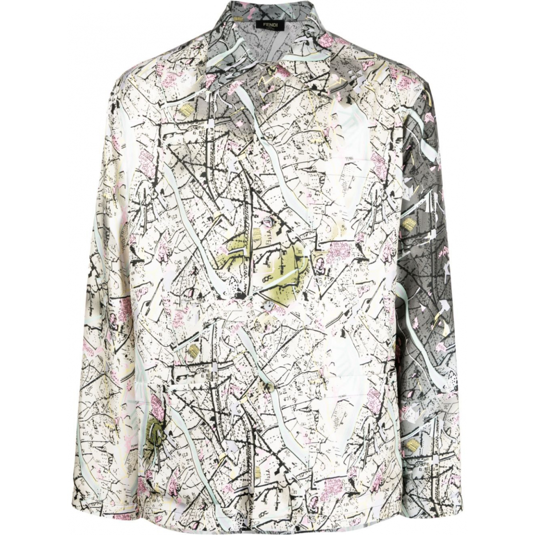 Men's 'Map-Motif Long-Sleeve' Shirt