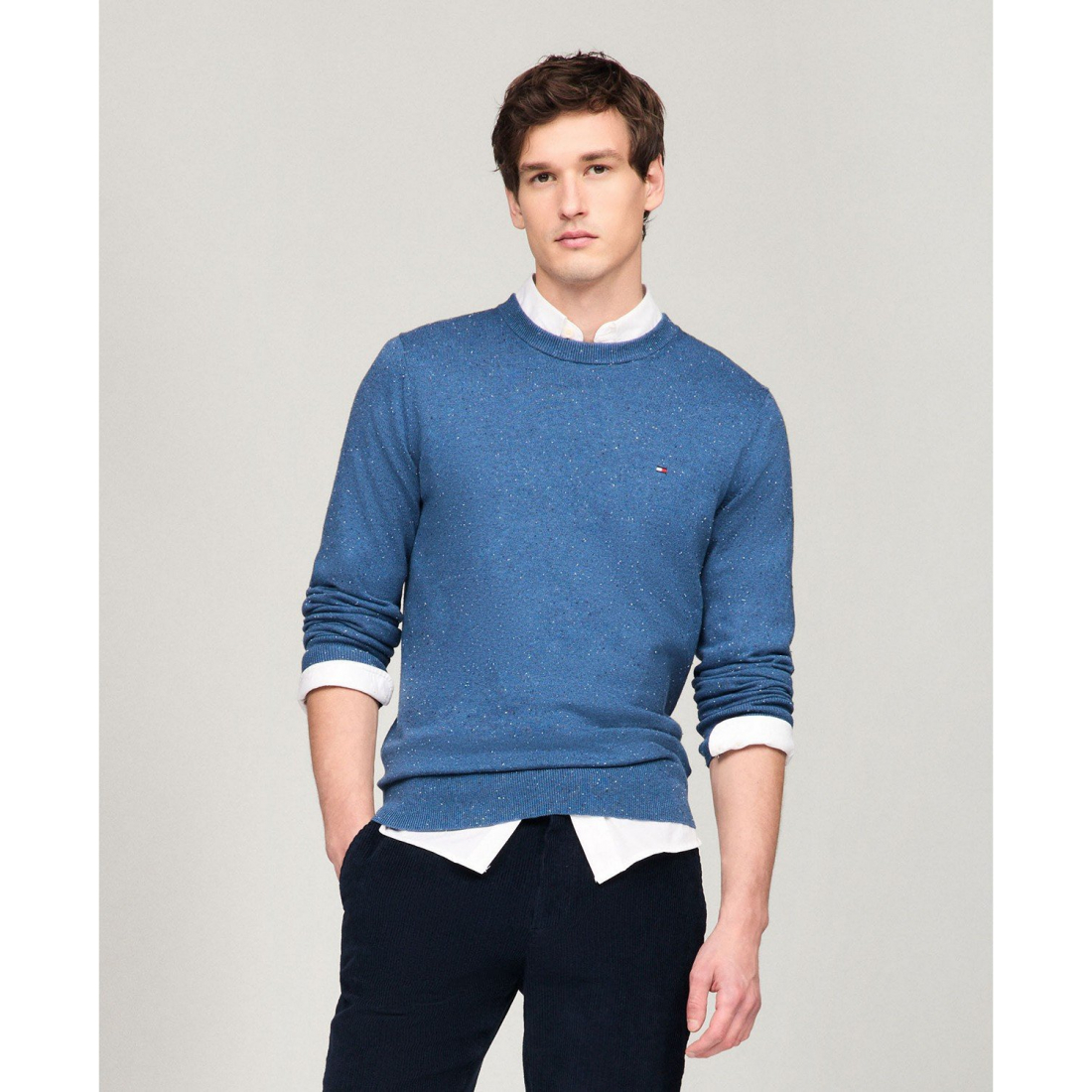 'Regular-Fit Pima Cotton Cashmere Blend Solid Crewneck Sweater' pour Hommes