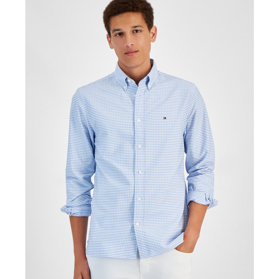 'Gingham Long Sleeve Button-Down Oxford Shirt' für Herren