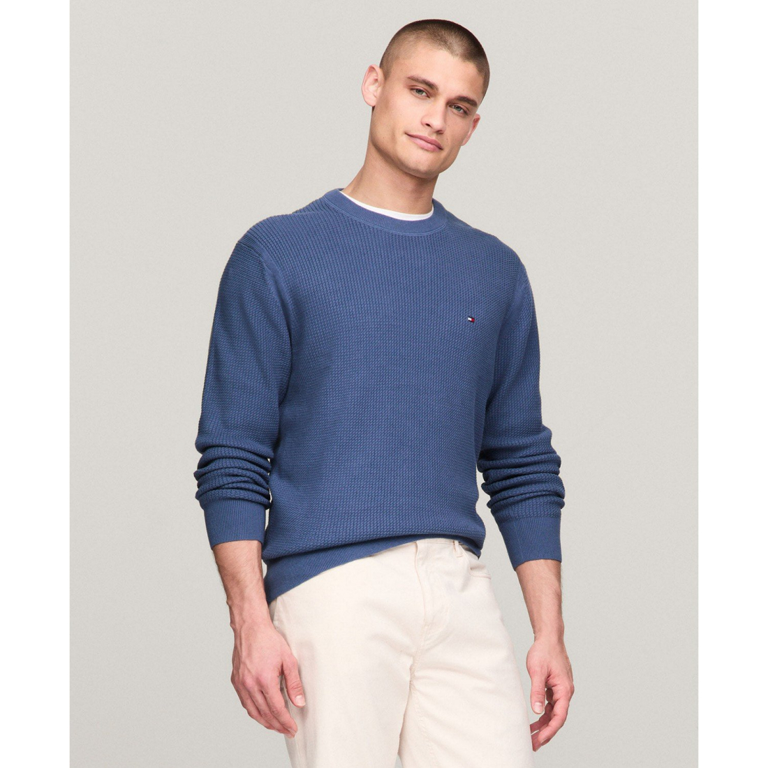 'Textured Knit Stripe Crewneck Sweater' für Herren