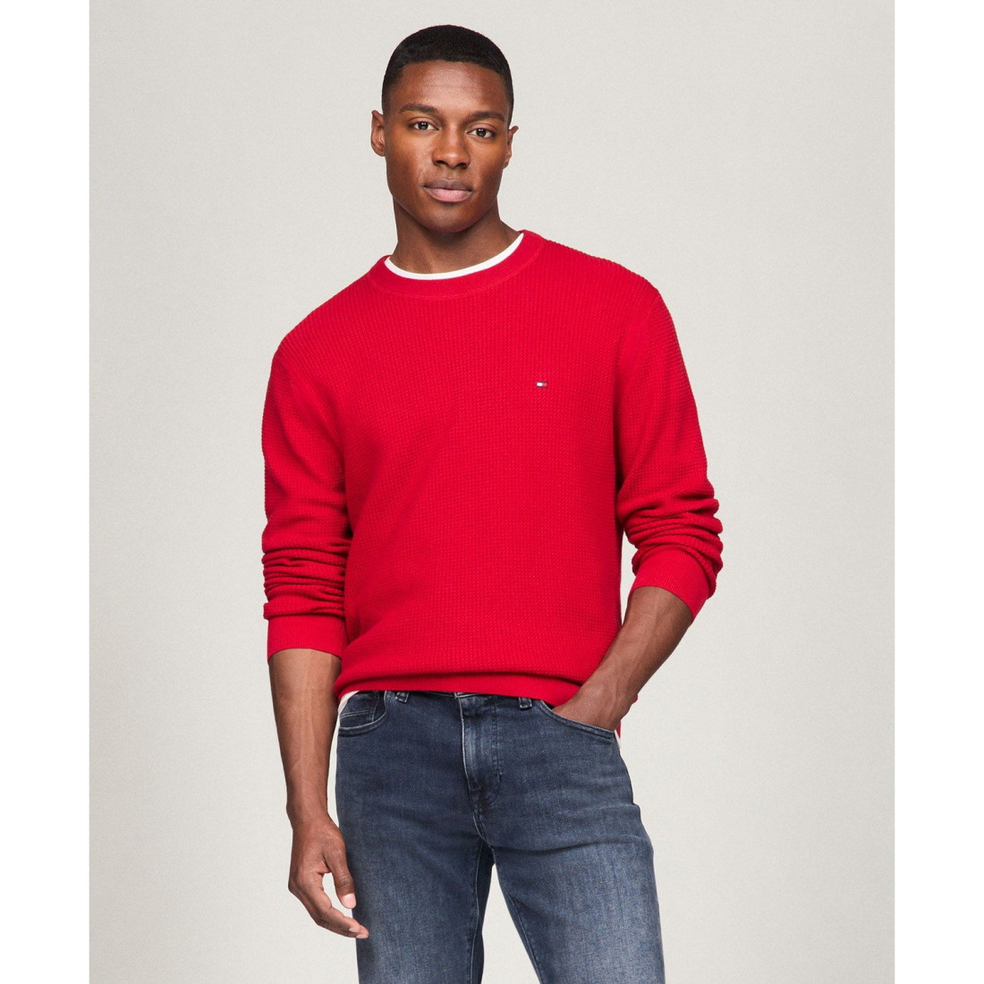 'Textured Knit Stripe Crewneck Sweater' für Herren