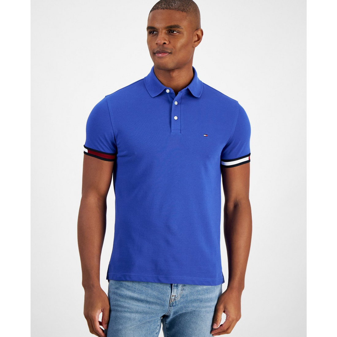 'Slim-Fit Stripe-Cuff Polo Shirt' für Herren