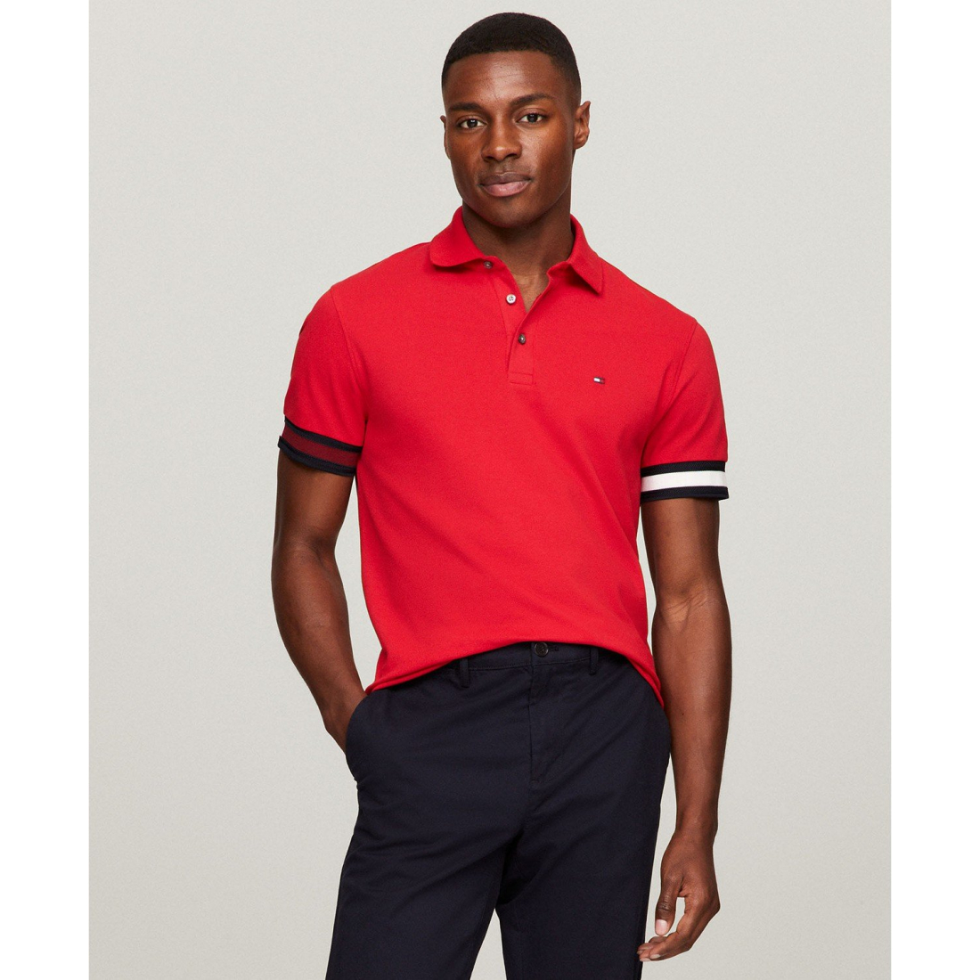 'Slim-Fit Stripe-Cuff Polo Shirt' für Herren