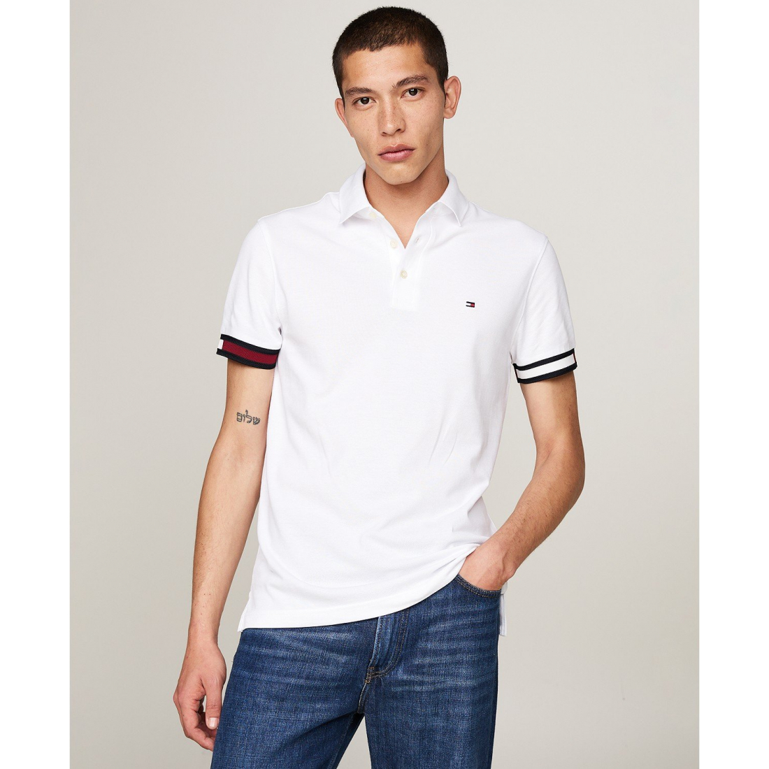 'Slim-Fit Stripe-Cuff Polo Shirt' für Herren