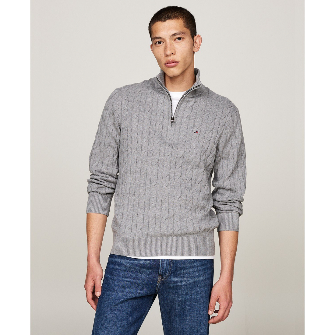 Men's 'Long-Sleeve Cable Knit Quarter-Zip Sweater'