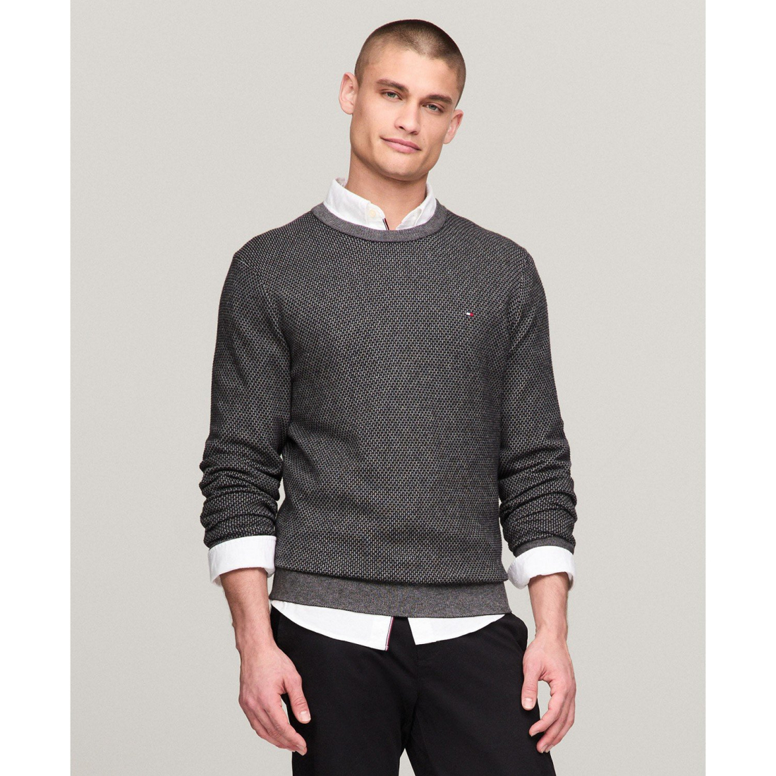 Men's 'Crewneck Two-Tone Cotton Cashmere Sweater'