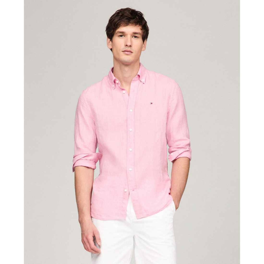 'Regular Fit-Pigment-Dyed Long-Sleeve Linen Shirt' für Herren