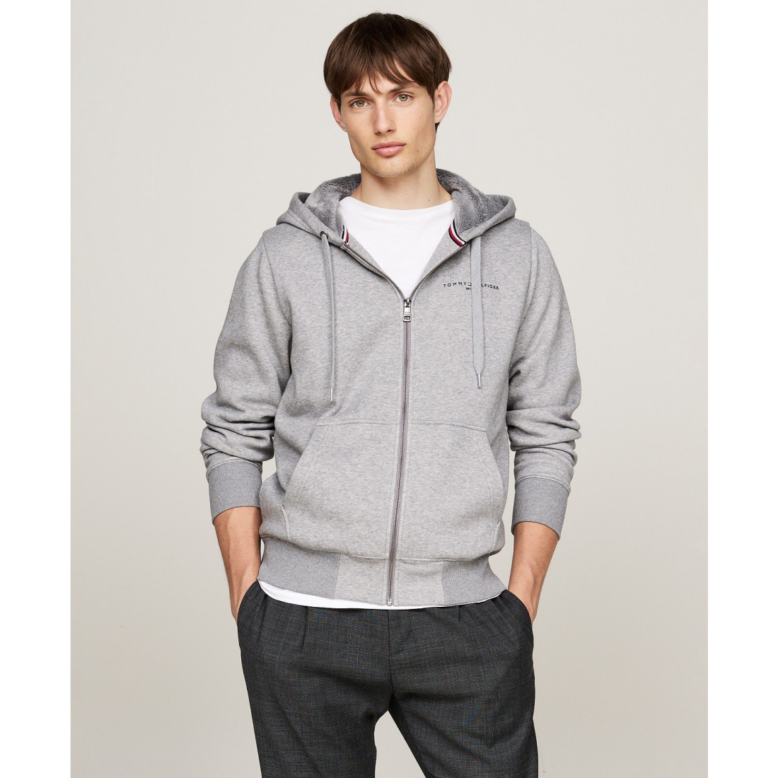 'Logo Fur-Lined Zip-Up Hoodie' für Herren