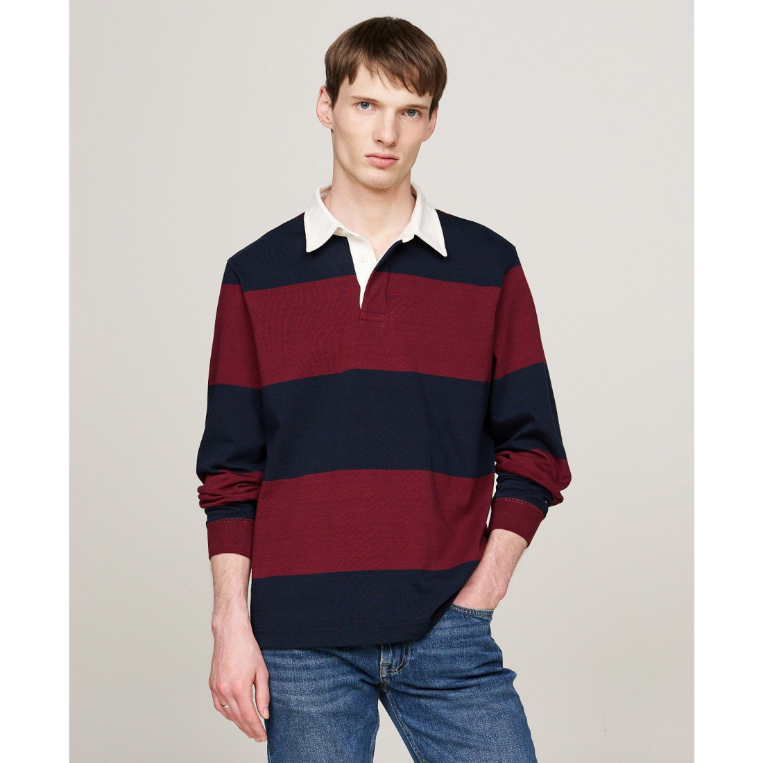 'Regular-Fit Stripe Rugby Sweatshirt' pour Hommes