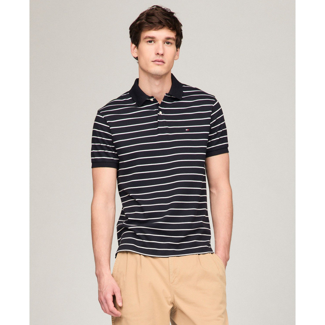 Men's 'Regular-Fit Striped Liquid Cotton Polo Shirt'