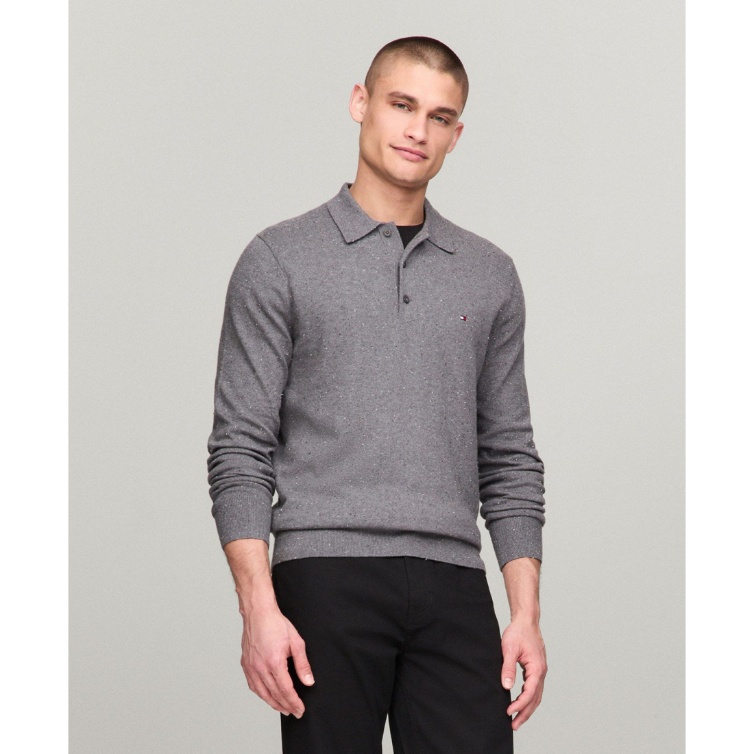 'Long-Sleeve Polo Cotton Cashmere Sweater' für Herren