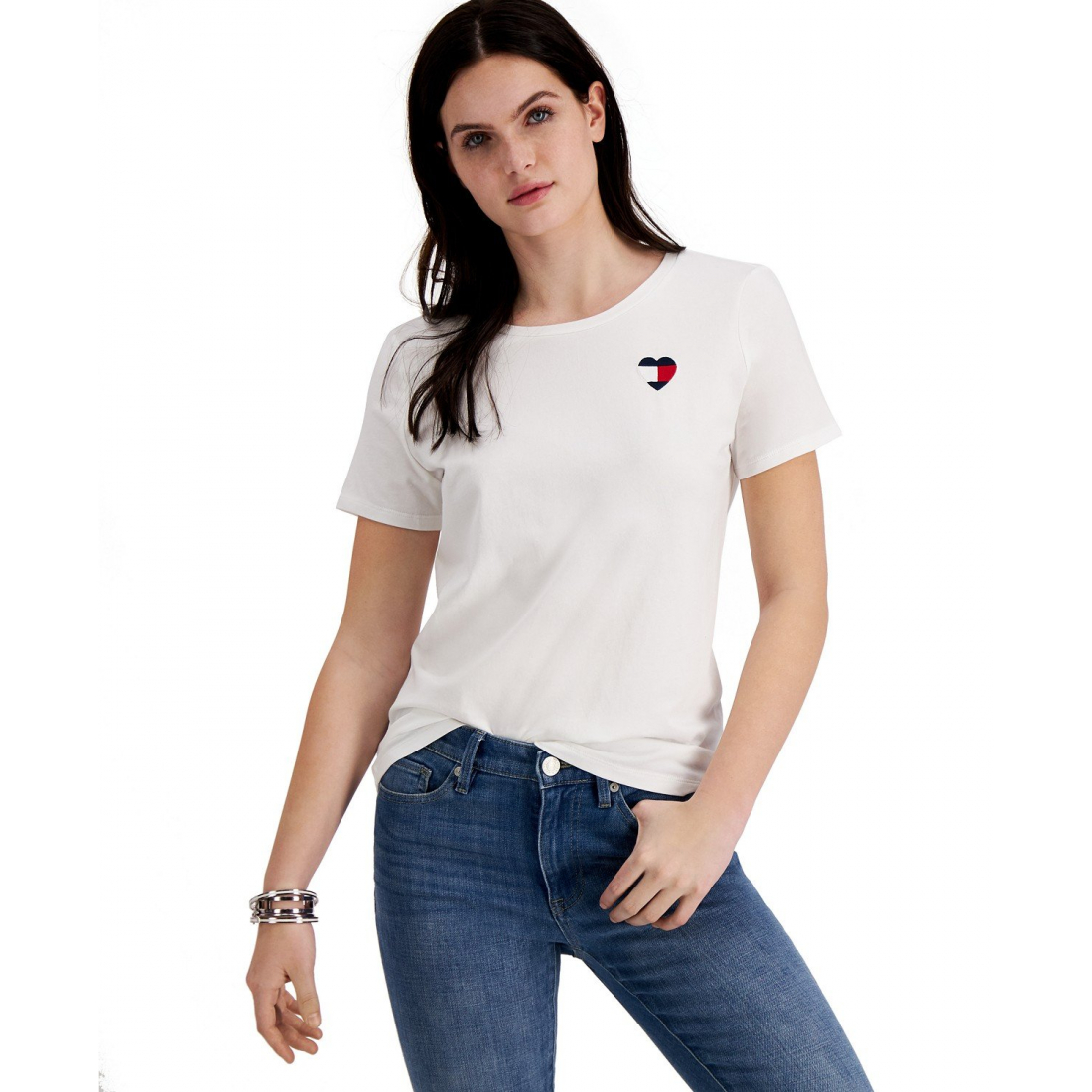 'Embroidered Heart-Logo T-Shirt' für Damen