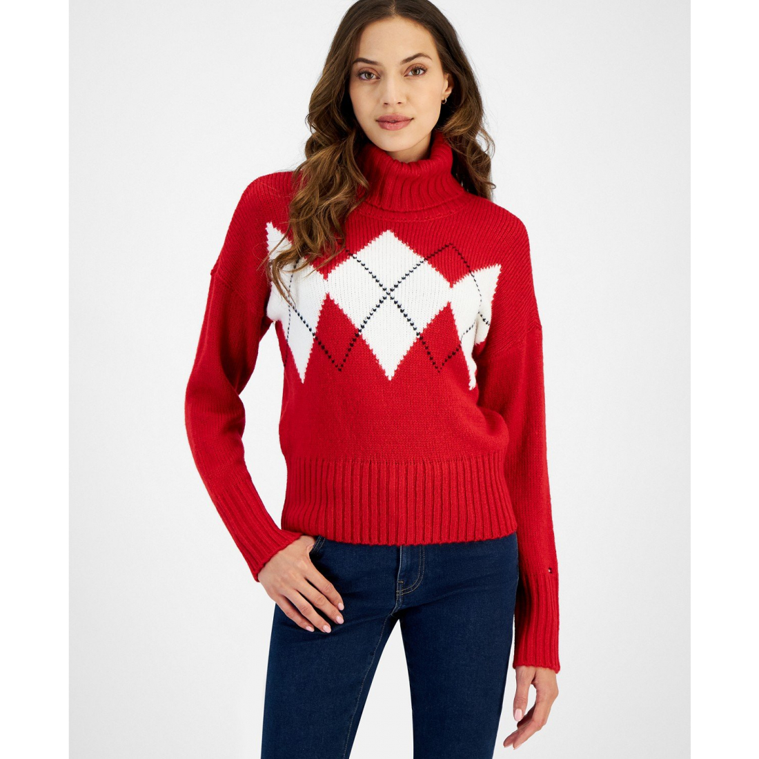 'Argyle-Print Turtleneck Sweater' für Damen