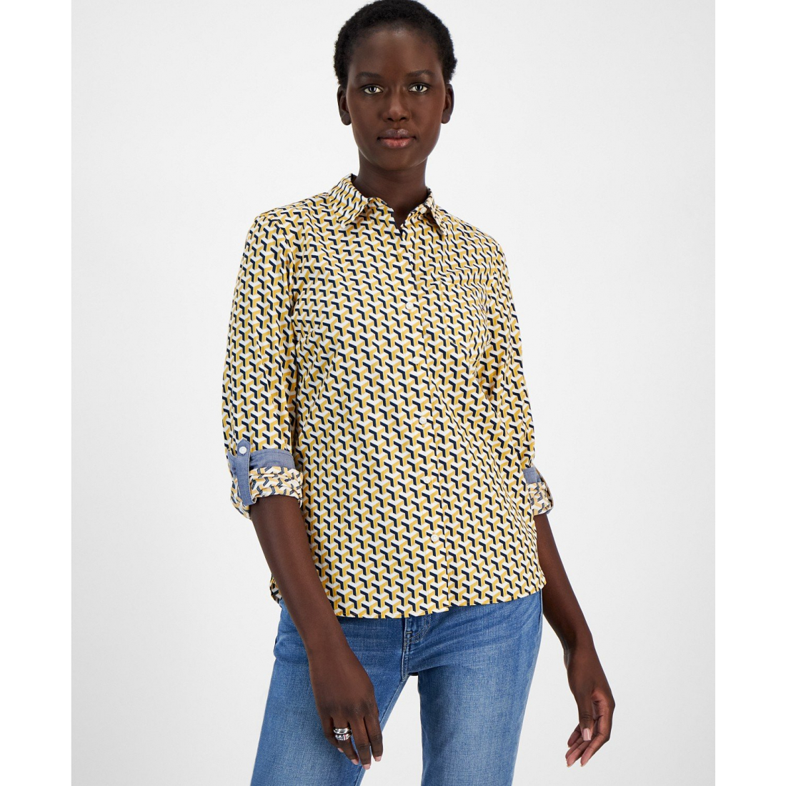 'Cotton Printed Utility Shirt' für Damen