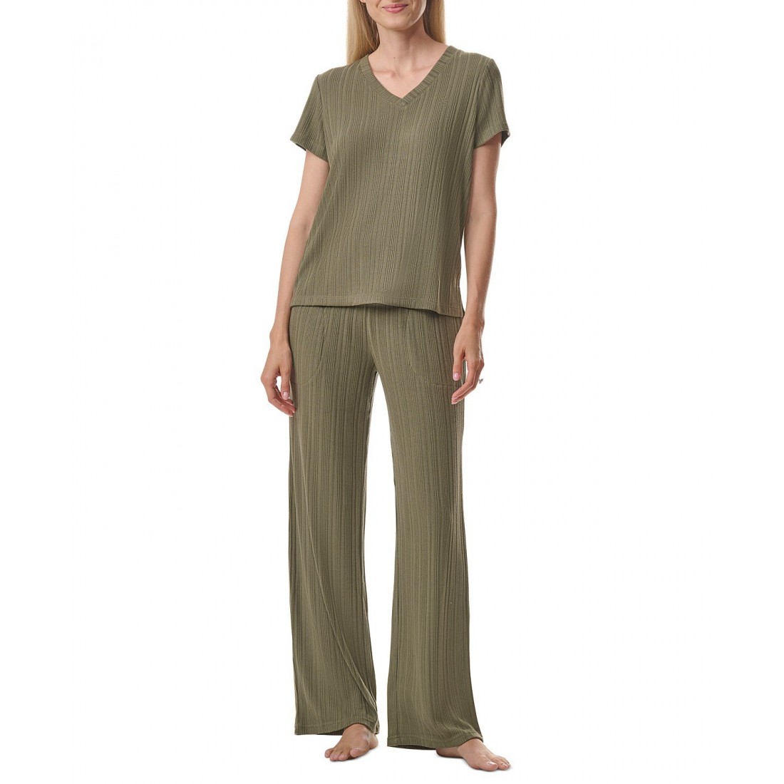 Women's '2-Pc. Short-Sleeve Ribbed Pajamas Set'