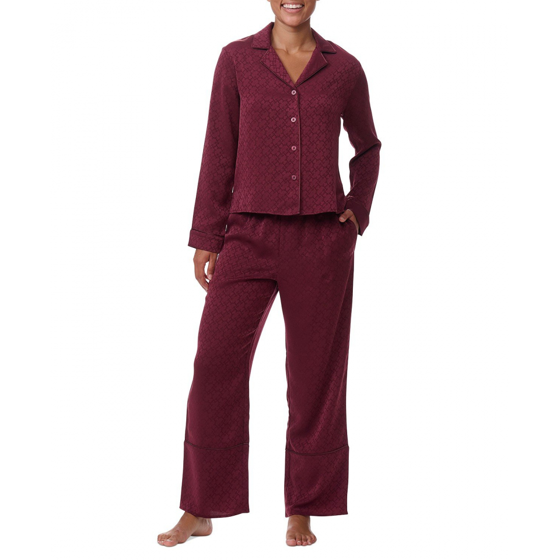 Women's '2-Pc. Satin Logo Notch Collar Pajamas Set'