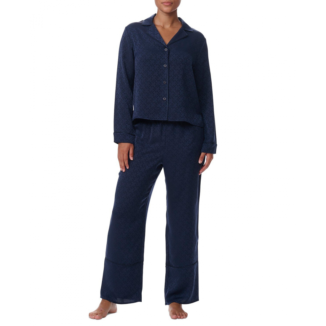 '2-Pc. Satin Logo Notch Collar Pajamas Set' pour Femmes