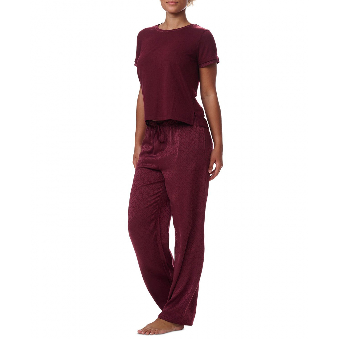 '2-Pc. Short-Sleeve Satin Logo Pajamas Set' pour Femmes