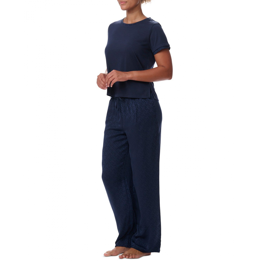 '2-Pc. Short-Sleeve Satin Logo Pajamas Set' pour Femmes