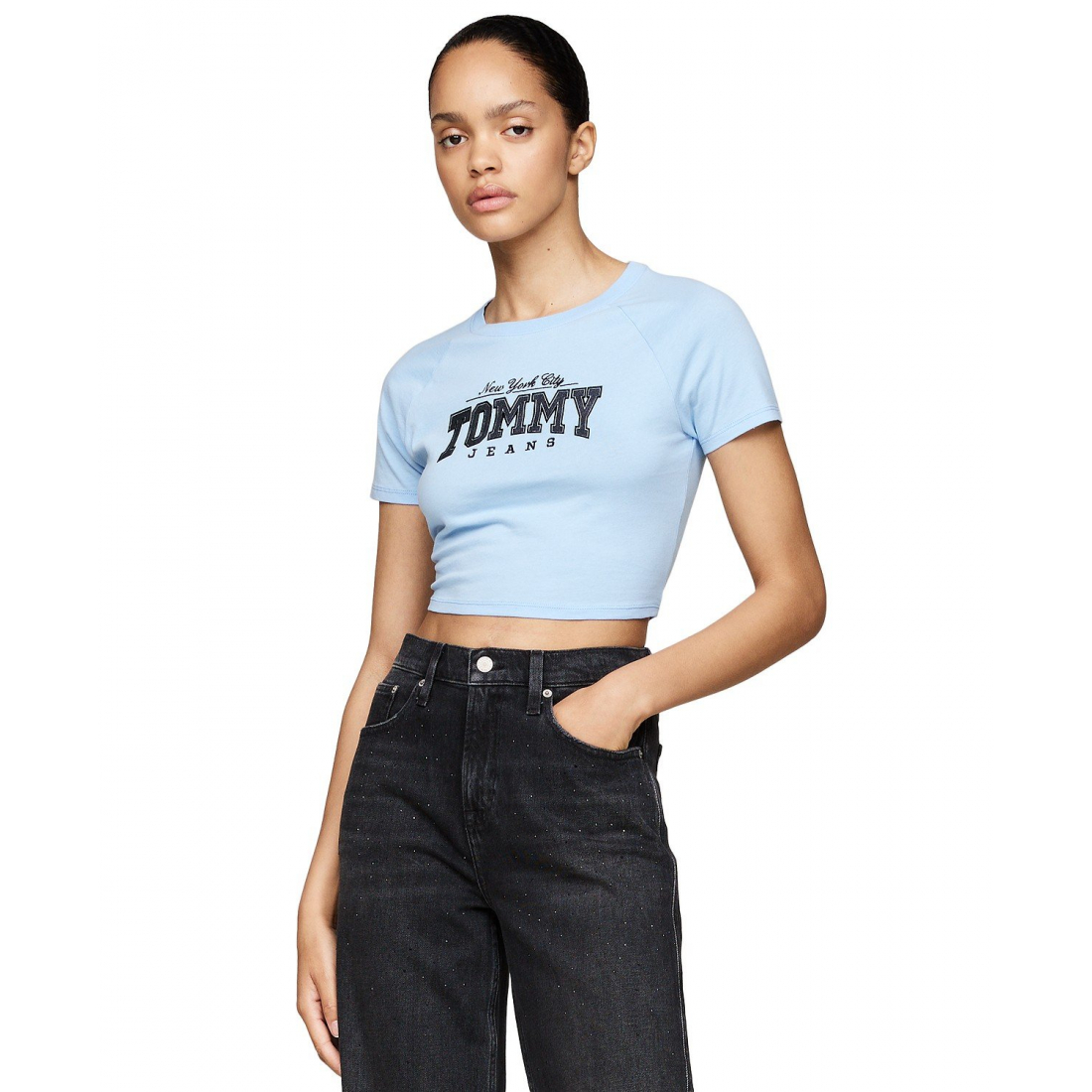 Women's 'Cotton Glitter Slim Cropped Varsity Tee'